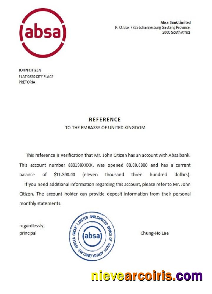 South Africa ABSA bank reference